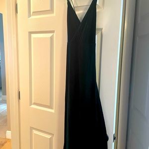Emerald green velvet maxi dress